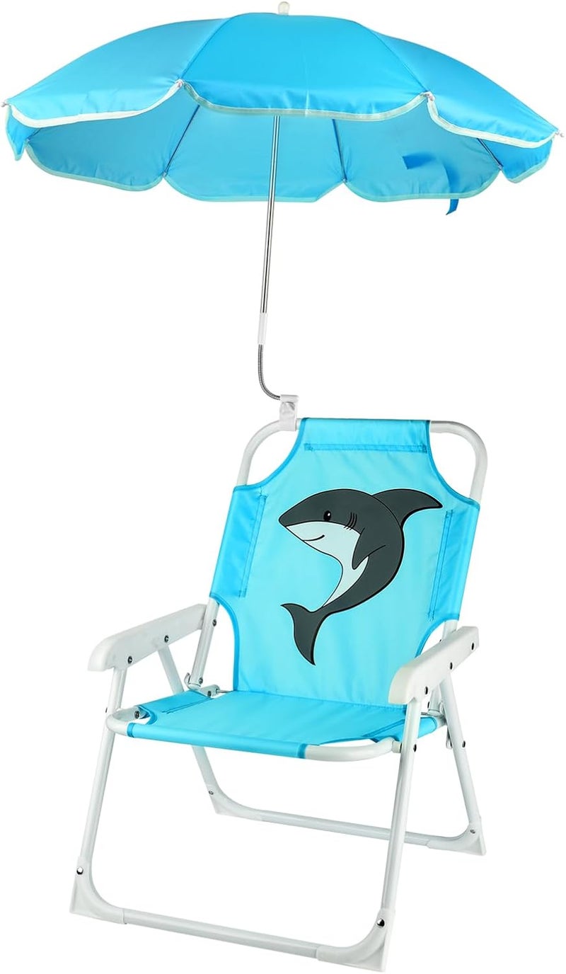 PLULON Kids Beach Chair with Umbrella Folding Lawn and Camping Chair with Summer Shade for Beach, Pool, Travel and Outdoor (for 1-5 Years Old) - Image 1